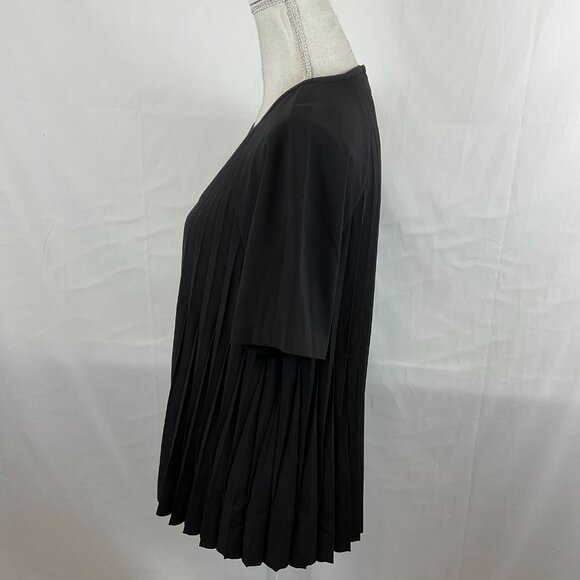 Kate Spade Pleated Crepe Top L Rose-Colored Glasses Black Short Sleeve New NWT - Picture 5 of 10